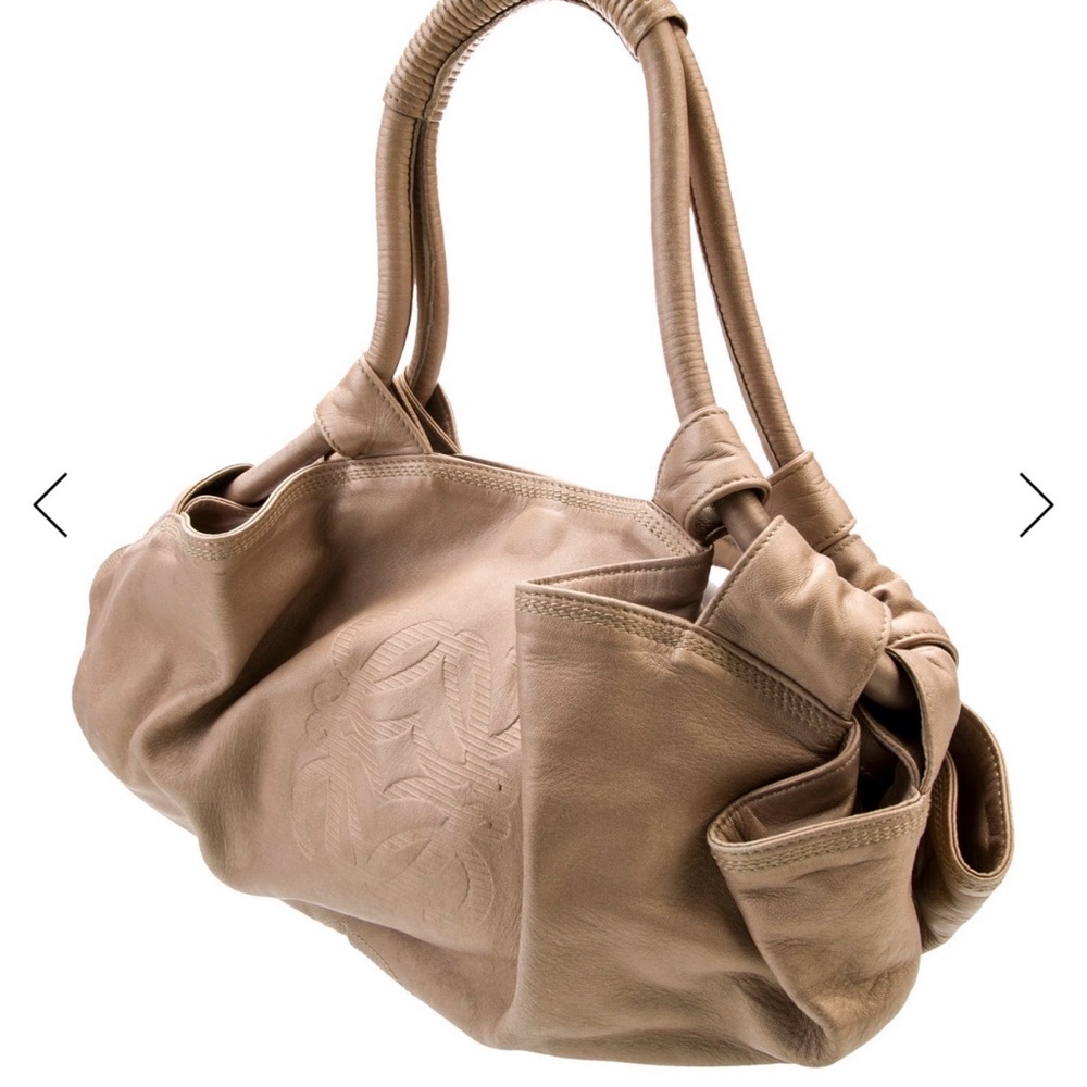 Loewe Taupe Knotted-Handle Leather Satchel